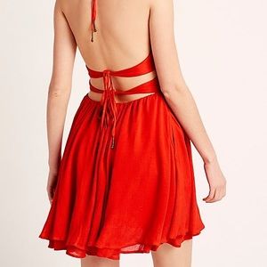 Free People NWT RARE Red Boho Dress with Jingle Ties, Size XS